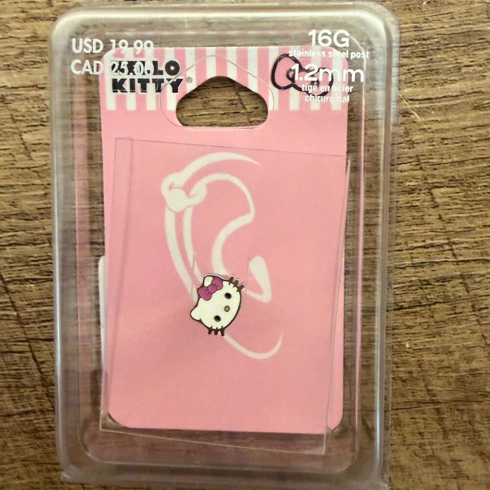 Hello Kitty 16G 1.2mm stainless steel post cartilage earring